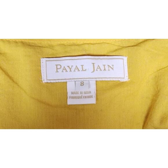 Anthropologie Payal Jain Fallon Eyelet Floral Maxi Dress Mustard Yellow Size 8 - Picture 9 of 9